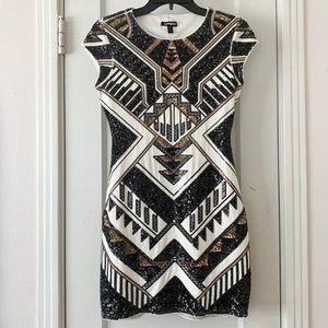 Express Art Deco Body Con Dress